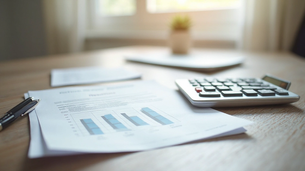Портфель с финансовыми документами и калькулятором на столе