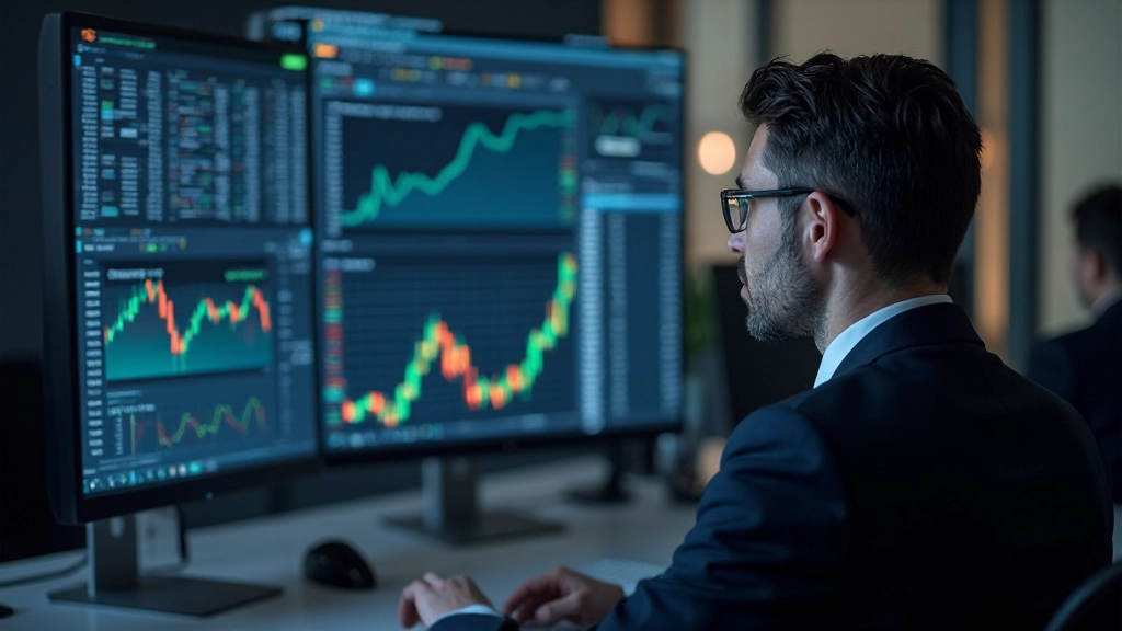 Профессиональное фото инвестора, анализирующего графики биржевых данных