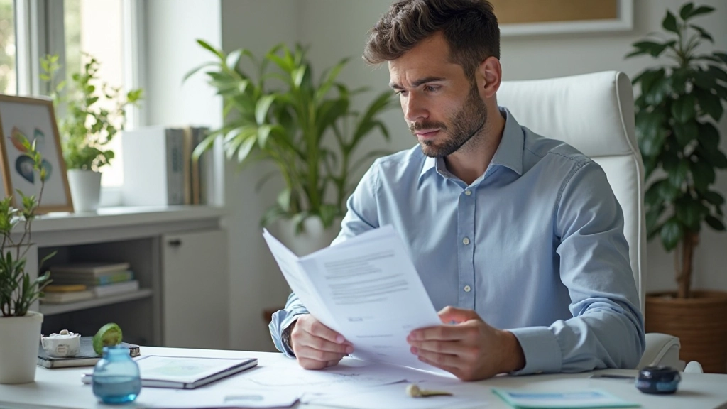 Человек анализирует финансовые документы и планирует бюджет на рабочем столе