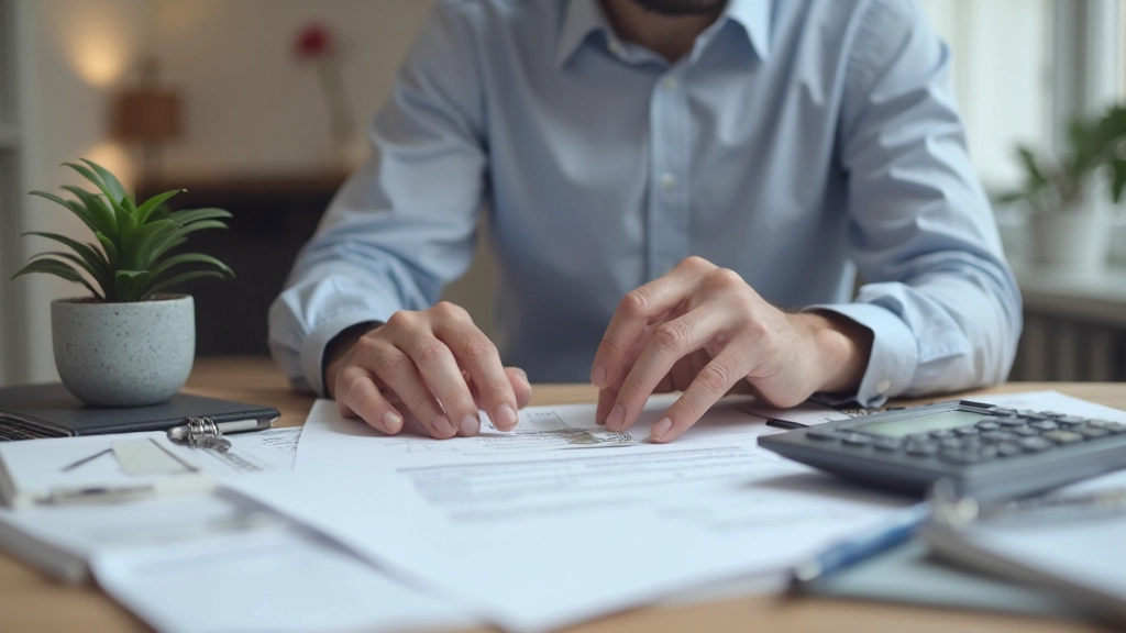 Профессиональное рабочее место с финансовыми документами и калькулятором