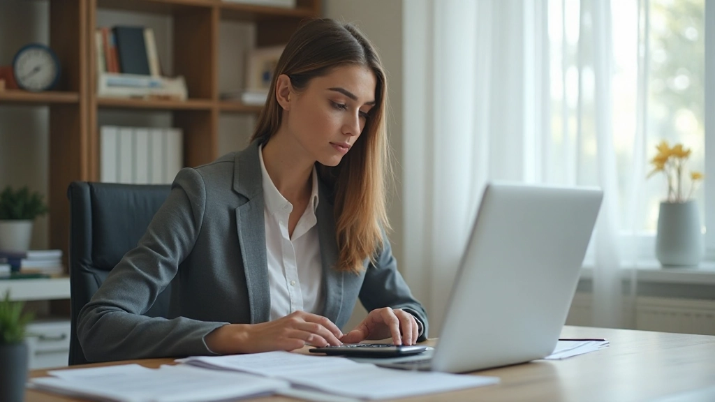 Профессиональный рабочий стол с финансовыми документами и калькулятором для планирования бюджета