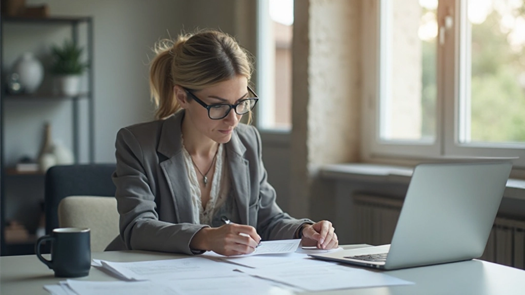 Профессиональное рабочее пространство с ноутбуком и финансовыми документами