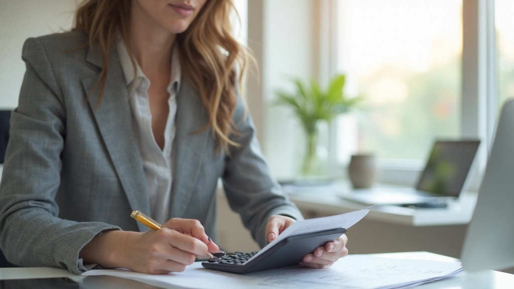 Профессиональное рабочее пространство с финансовыми документами и калькулятором