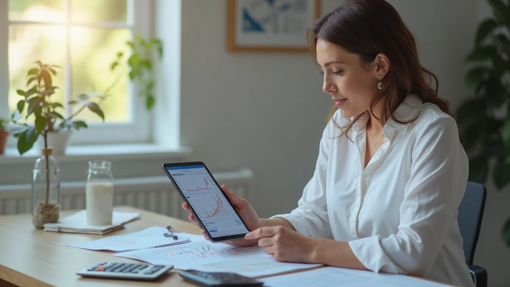 Профессиональное рабочее место с планшетом, калькулятором и финансовыми документами